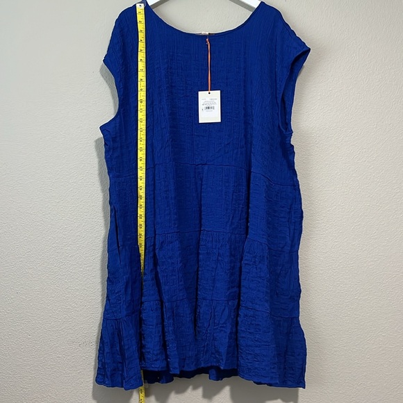NWT Knox Rose Crinkle Gauze Midi Dress Royal Cobalt Blue Tiered Boho Pockets - Picture 8 of 12